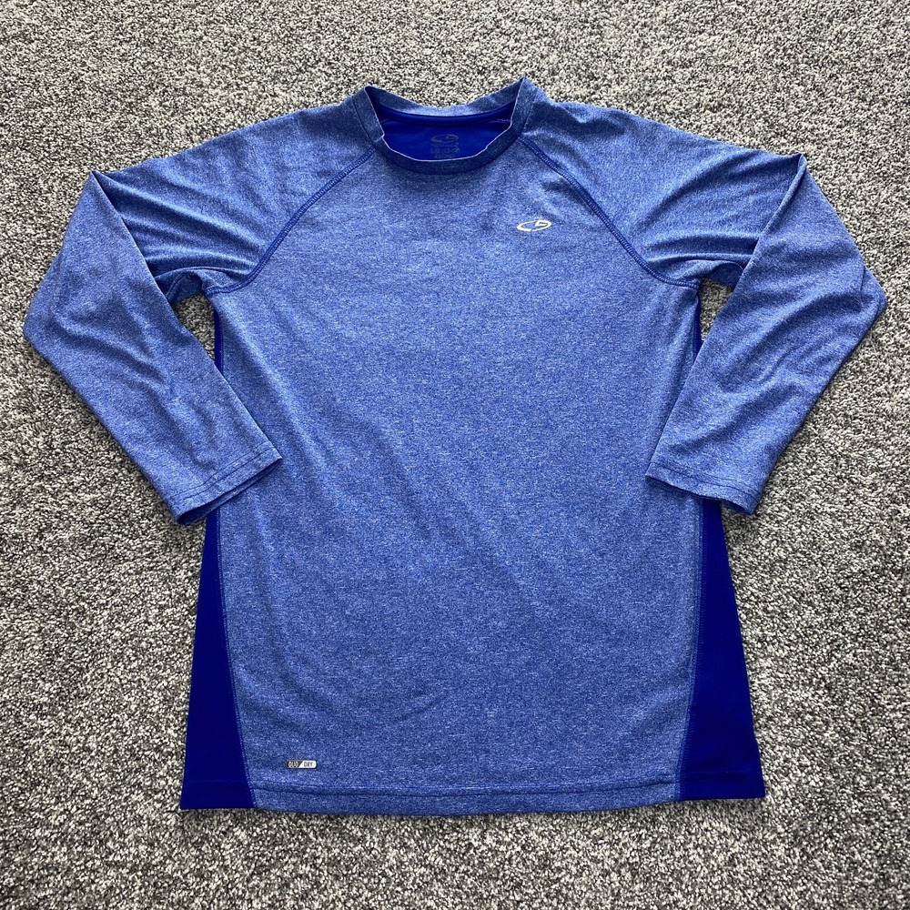 Champion Shirt Womens L Blue Long Sleeve DuoDry Performance Workout Stretch Gym‎